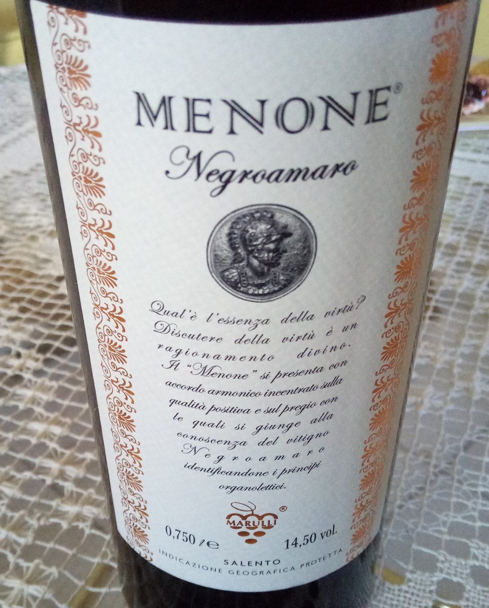 Menone Negroamaro Salento Igp 2012 Marulli Vincitore a Radici del Sud 2017