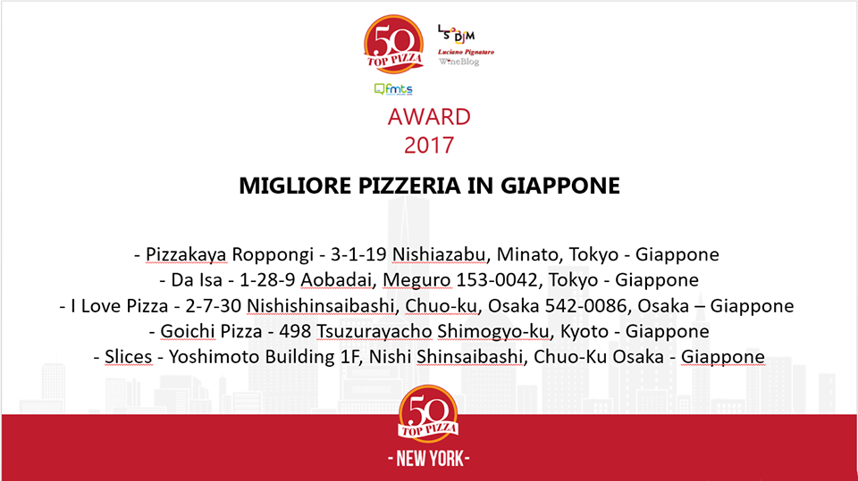 La migliore pizzeria in Giappone e le 5 nominations