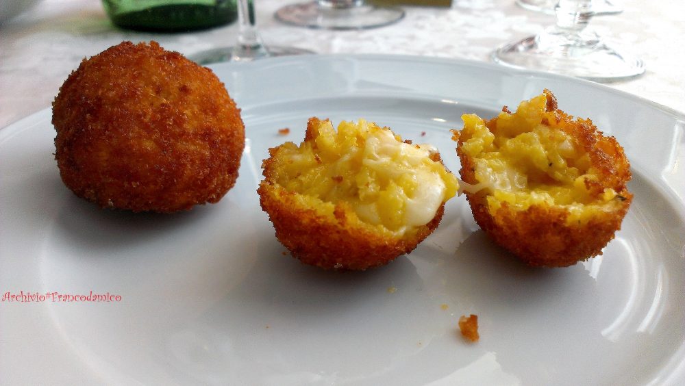 Ristorante degli Olmi - Villetta Barrea AQ – antipasto arancina limone e zafferano