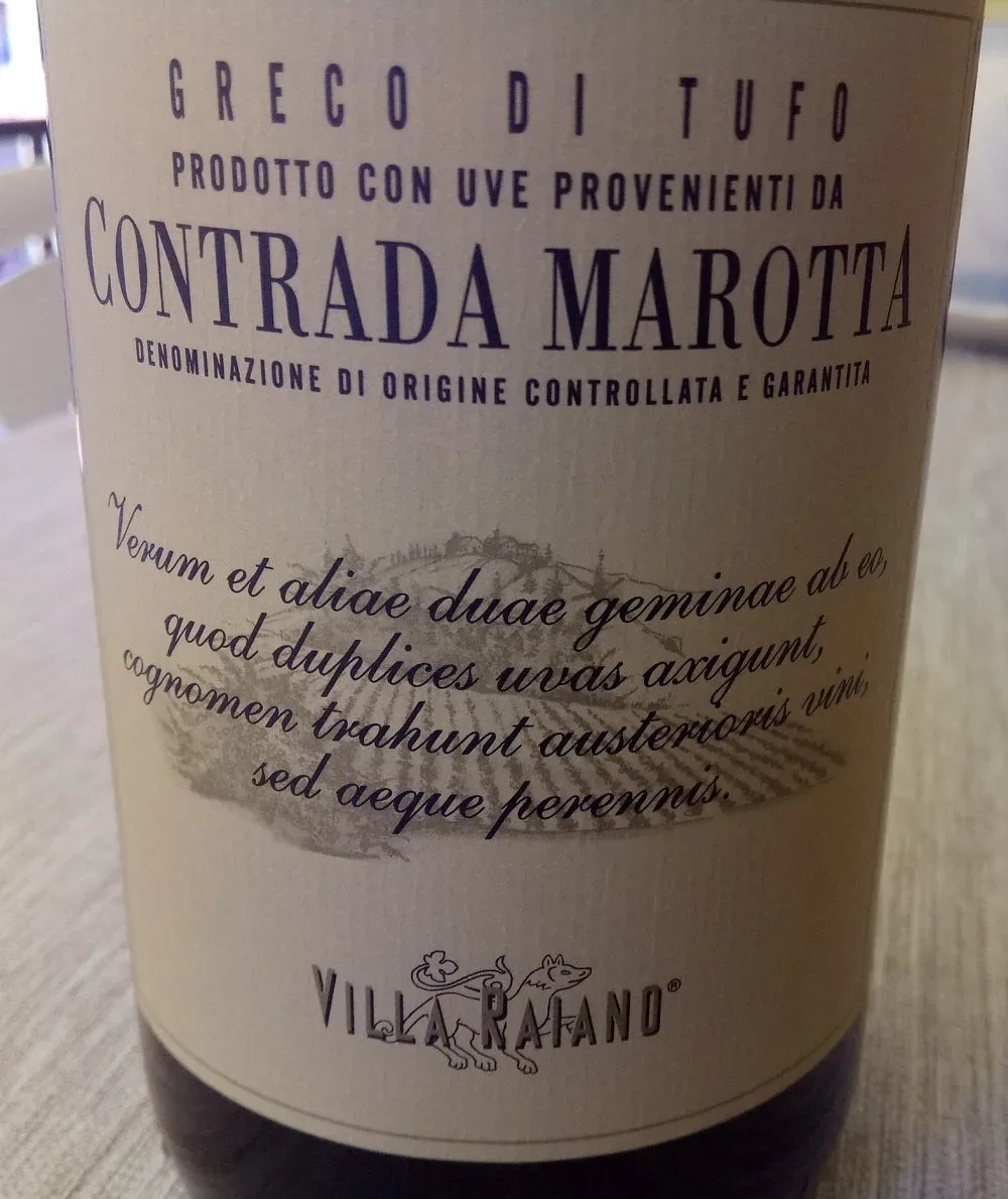 Greco di Tufo Contrada Marotta Docg 2014 Villa Raiano