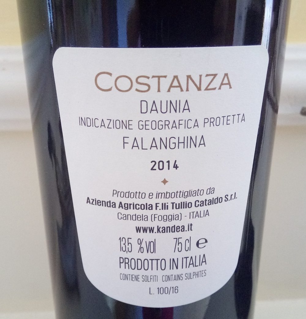 Controetichetta Costanza Falanghina Daunia Igp 2014 Kandea