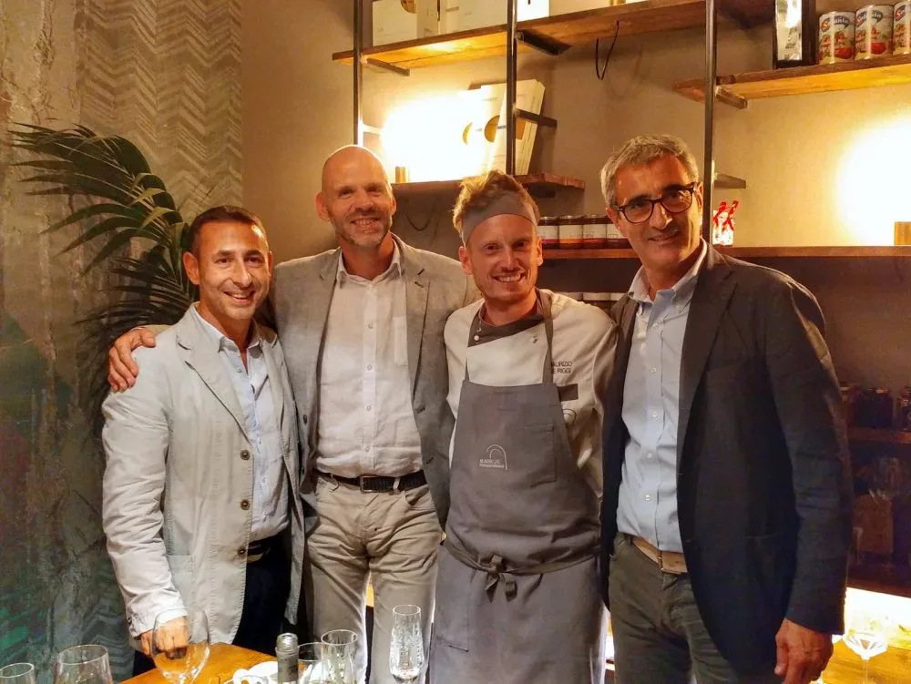 Markus Food Experience a San Paolo Belsito NA. Da sx Rodolfo Tortolani, Cristian Defloran, Maurizio De Riggi e Riccardo Felicetti