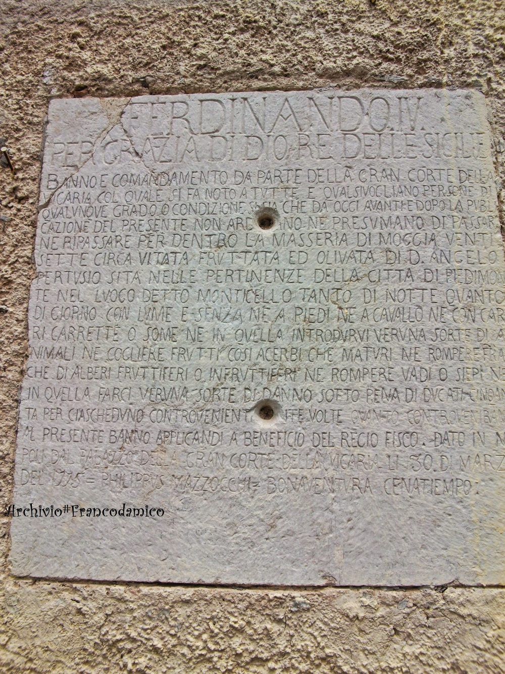 Piedimonte Matese – lapide in localita' Monticello