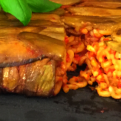 Sformato di anelli e melanzane