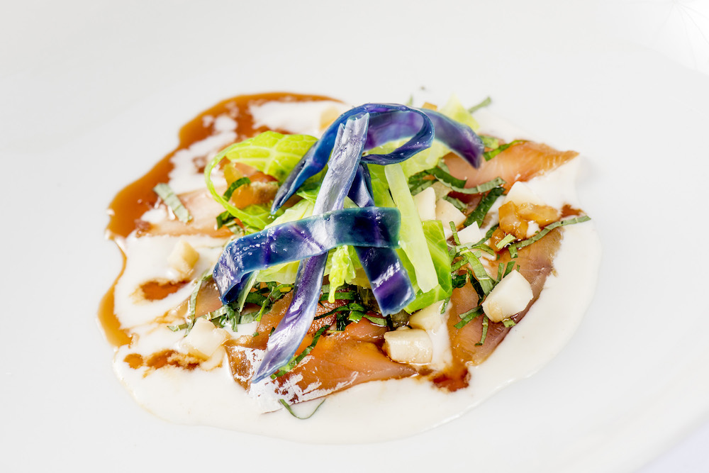 Cedroni - Cefalo marinato in soia di miele e caffè, salsa di mandorle, melissa e macadamia