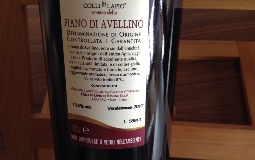 Fiano, controetichetta