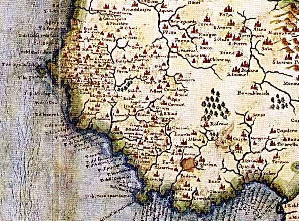 Il Cilento da un’antica carta del ‘500