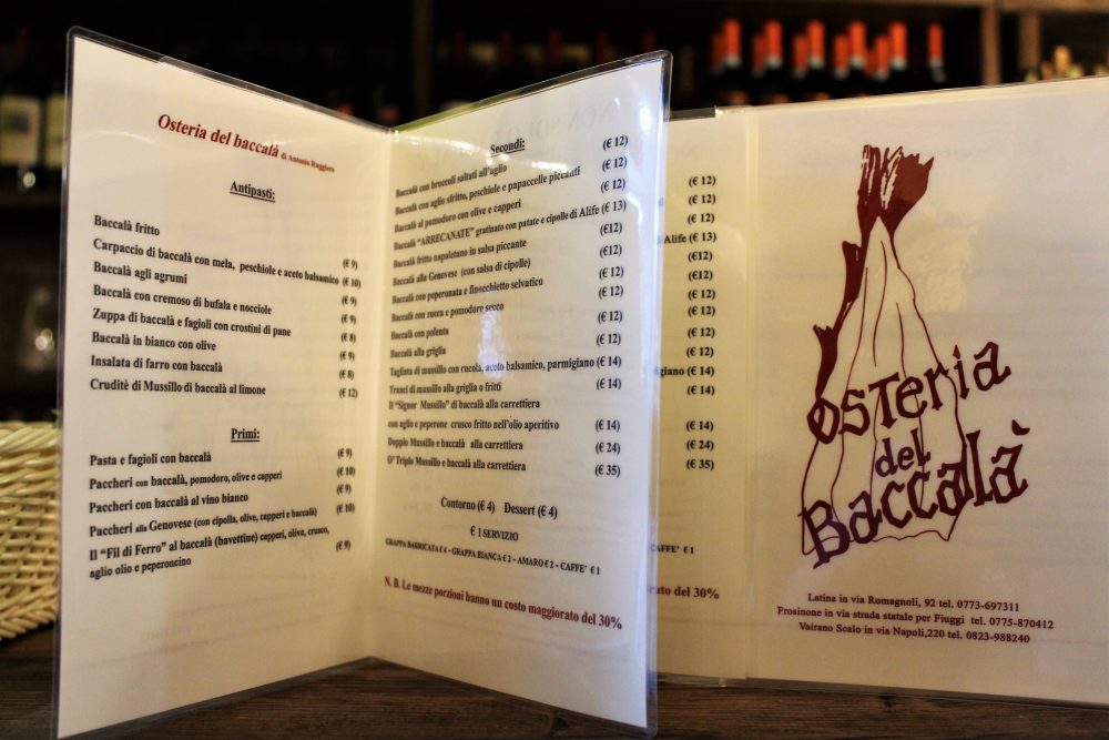 La Baccaliata III – il menu'