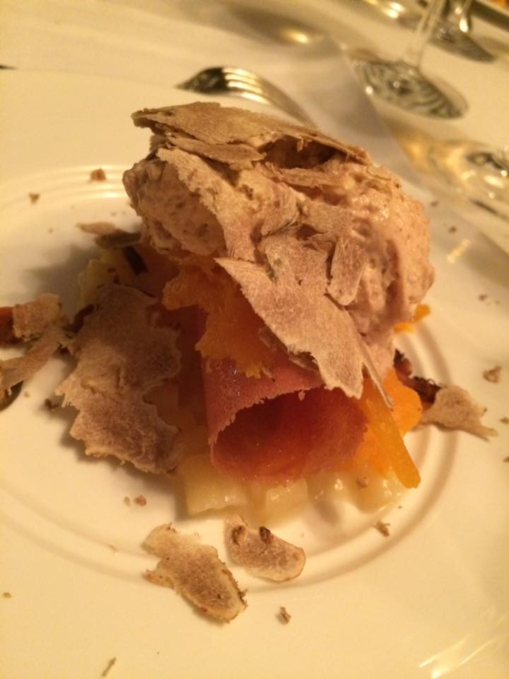 Ledoyen, dessert alla pasta, zucca e tartufo