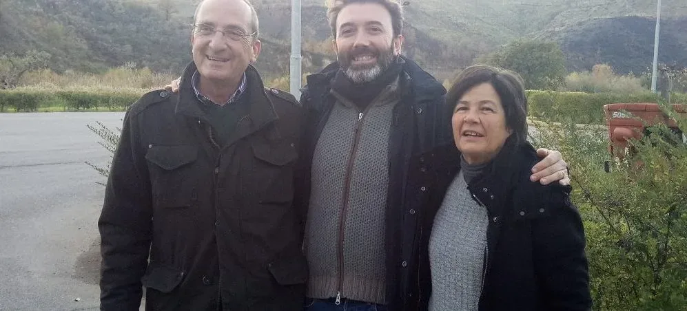 Ermanno Falvo con la moglie e Vincenzo Mercurio
