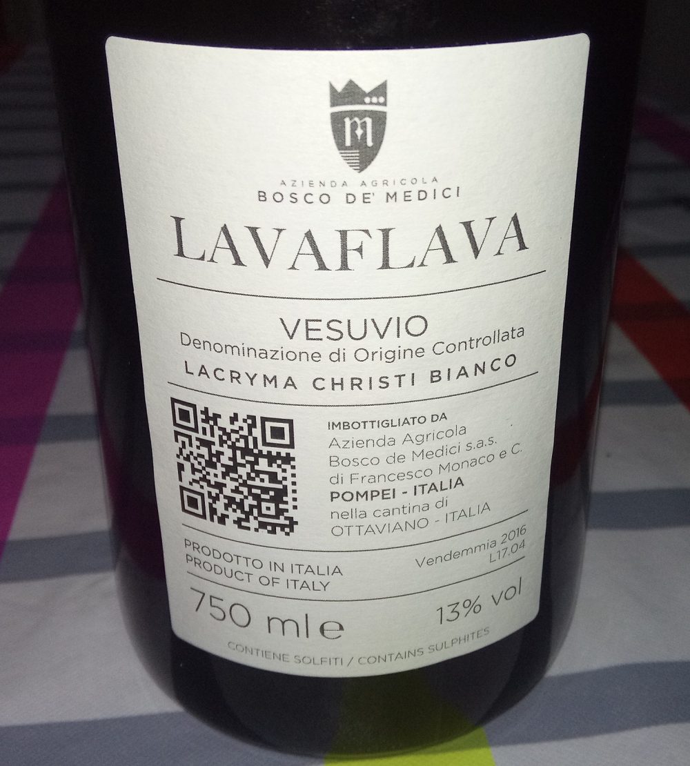 Controetichetta Lavaflava Lacryma Christi Bianco Doc Vesuvio Bosco de' Medici