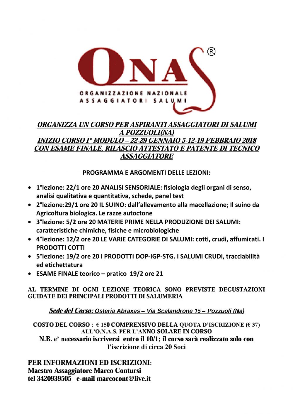 Programma corso salumi
