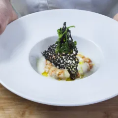 Gamberoni di Mazara su crema di finocchio al limone