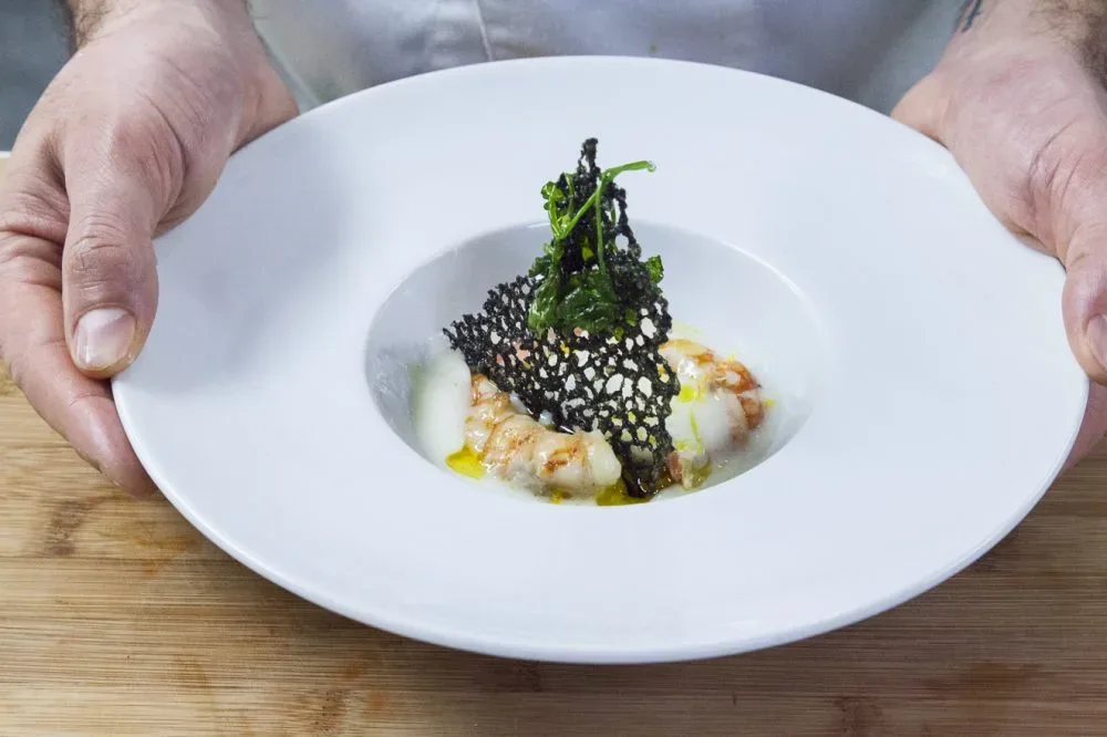 Gamberoni di Mazara su crema di finocchio al limone