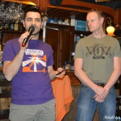 Ottavonano Pub ad Atripalda. Gianluca Polini con il birraio di Cantillon Jean Van Roy