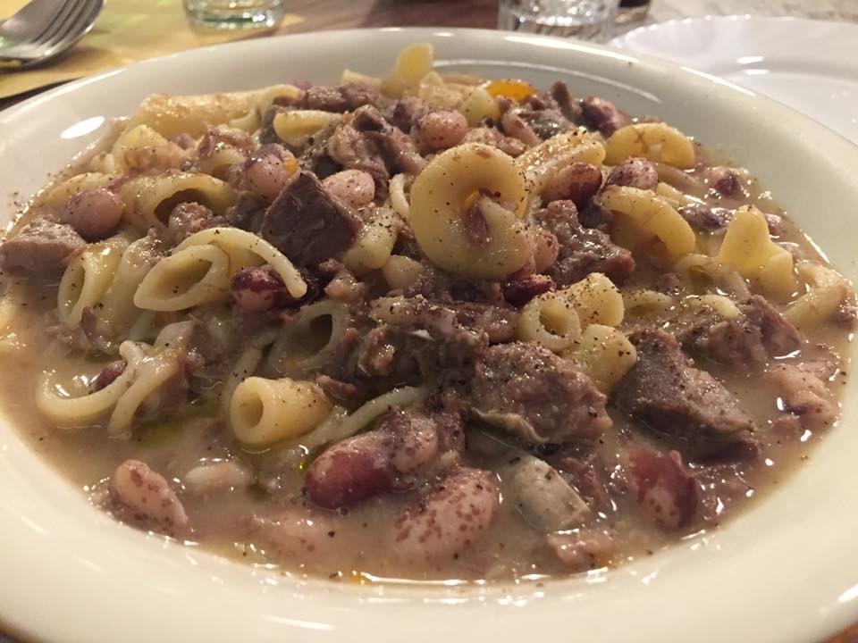 Santo Palato, pasta mista con fagioli e testina di vitello