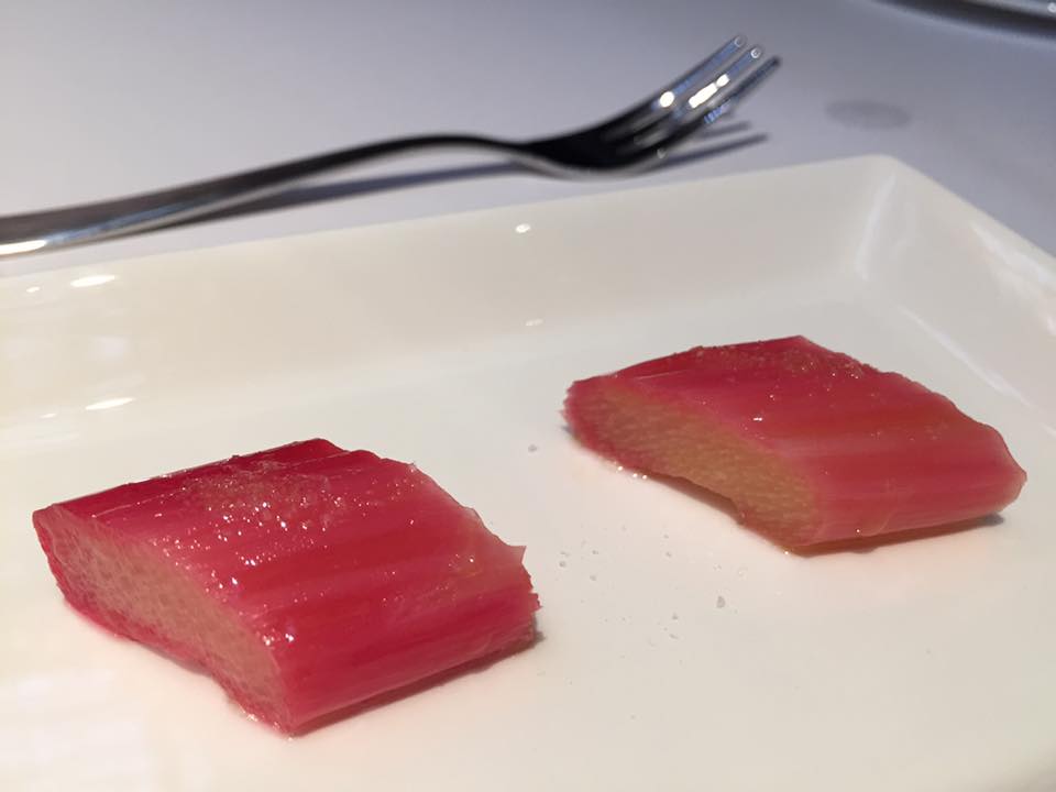 Spazio Roma, amuse bouche, rabarbaro marinato