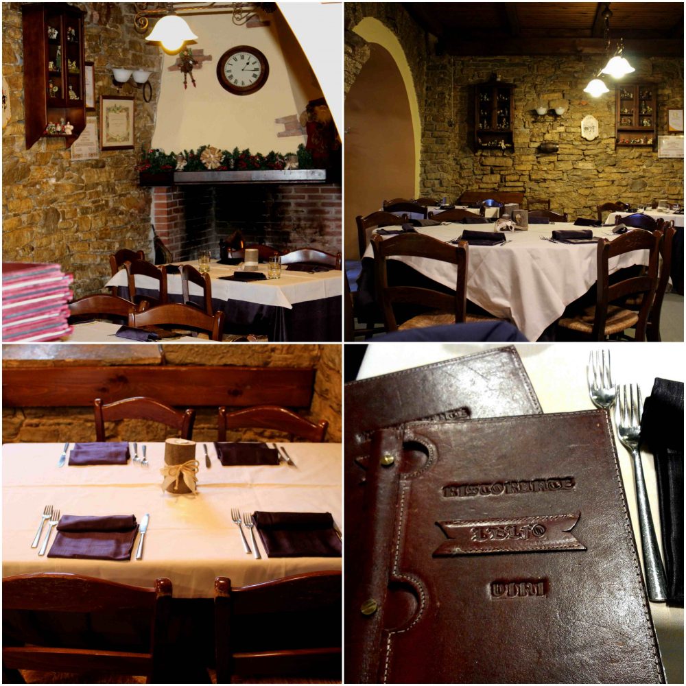 Osteria l’Elfo - la sala, il tavolo e il menu'