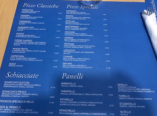 Nello Pizzeria - Menu'