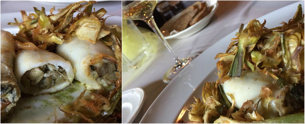 Il Focarile, calamari imbottiti ai carciofi