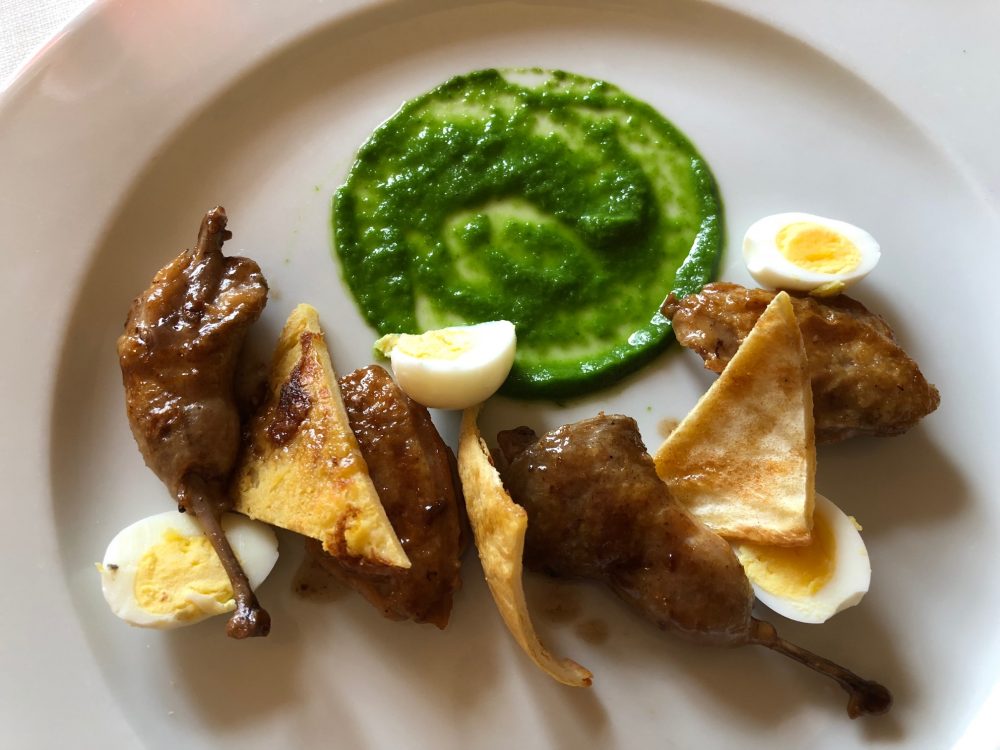 La Piazzetta, Montevecchia, quaglie con salsa di lattuga e farinata di ceci