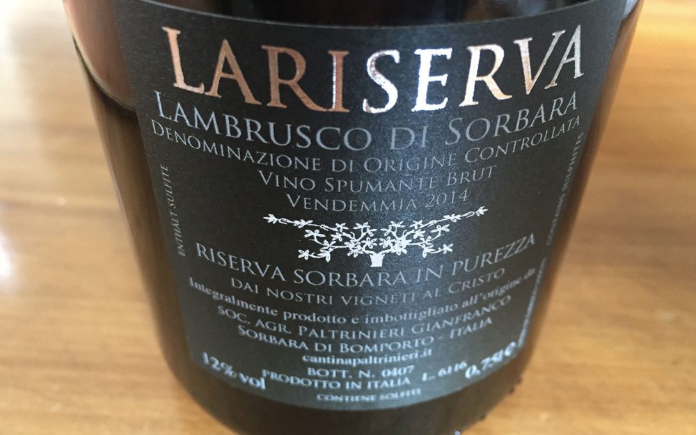 Lambrusco di Sorbara Riserva Brut Lariserva 2014 Paltrinieri, retro