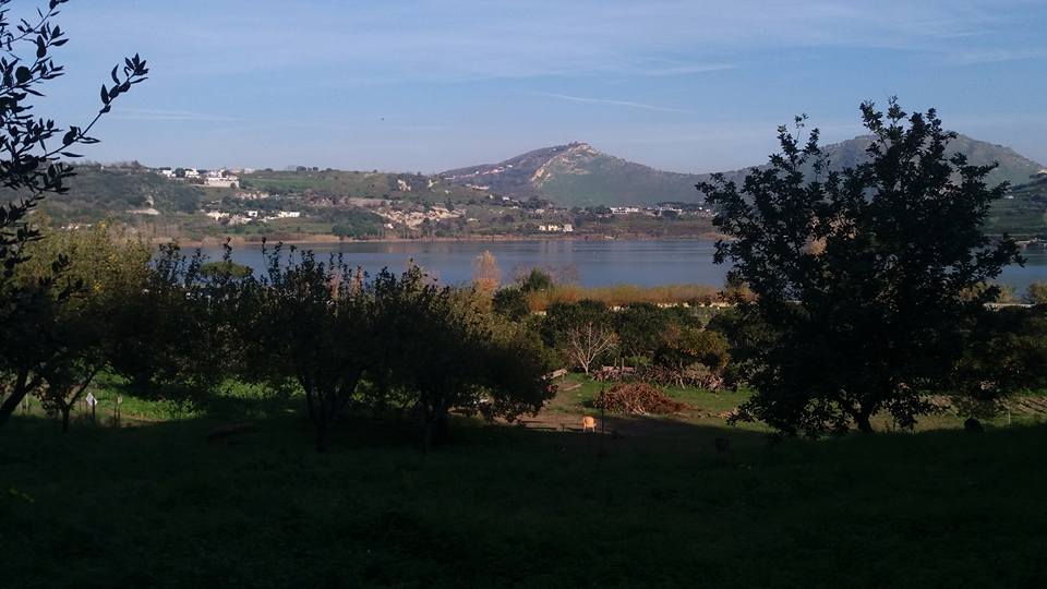 Da Il Giardino dell'Orco la vista sul lago d'Averno