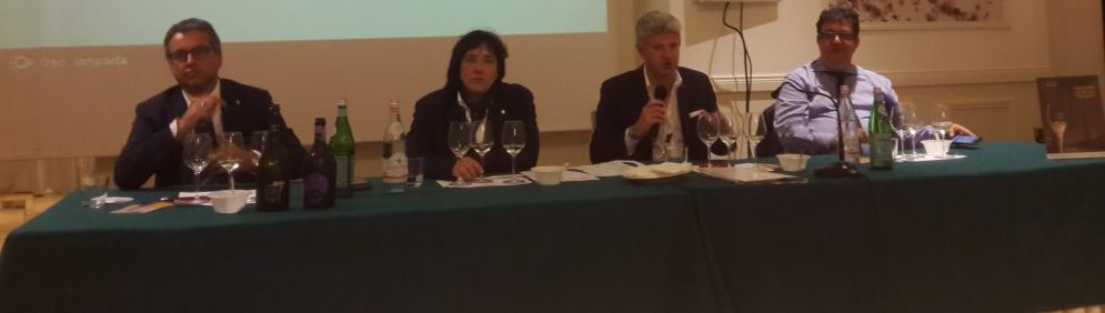 Degustazione del Prosecco a LSDM da sx Tommaso Luongo, Maria Sarnataro, Luca Giavi e Luciano Pignataro