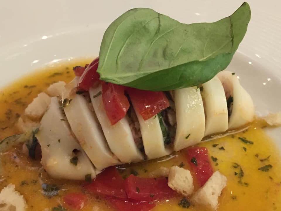 La Caravella, il Menu dei 60 anni, 'o calamaro all'amalfitana mbuttunato con zucchine