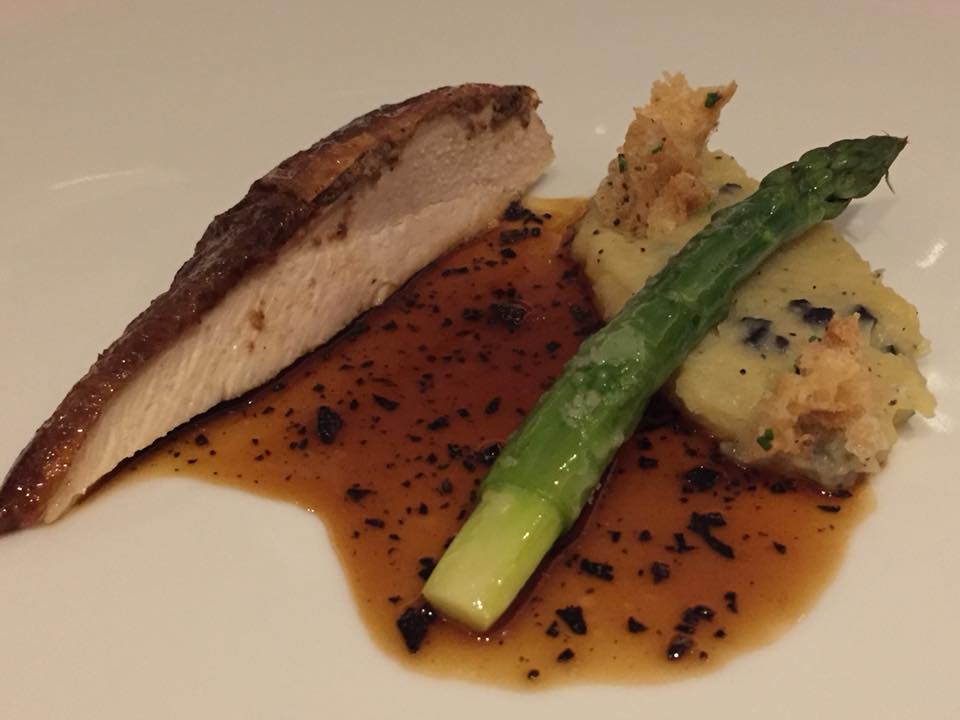 Eleven Madison Park, Chicken roasted with asparagus, smoked potatos and black truffle
