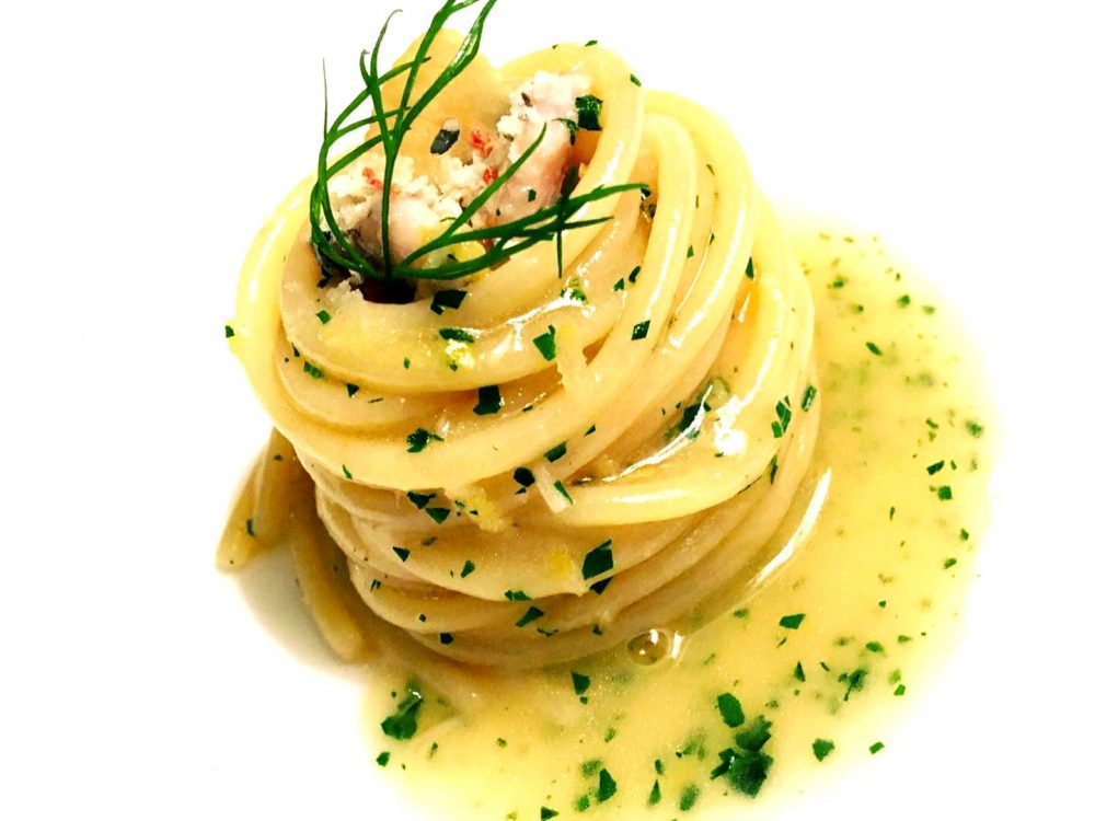 L’Olivo del Capri Palace - Spaghettoni aglio, olio, peperoncino, colatura, alici e limone