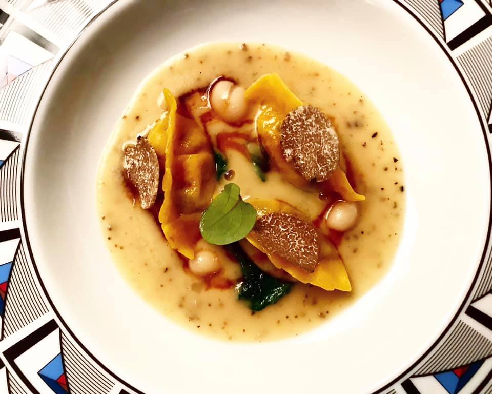 L'Olivo, Ravioli di Coniglio, Fagioli di Controne e Tartufo Nero