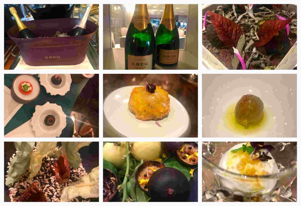 Grand Hotel Parker’s - Krug Lounge e Aperitivo, il foie gras, polpettina di agnello, meringhe dell'orto, finta oliva ricostruita, aria di pomodoro