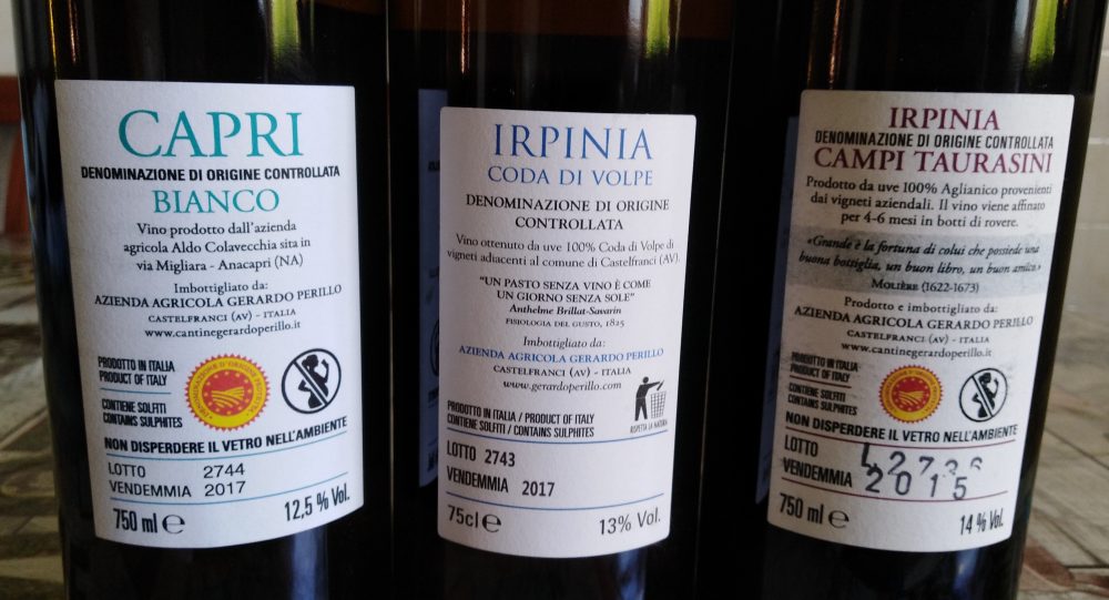 Controetichette vini Cantine Gerardo Perillo