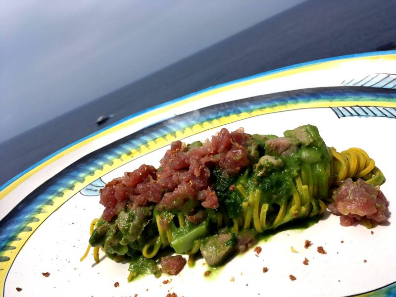 Il Riccio Restaurant - Tagliolini di Pasta Fresca, Crudo & Cotto di Tonno, Bottarga & Salsa di Scarola