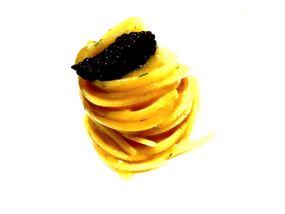 Capri Tiberio Palace, Spaghetto cotto nell’acqua di limone, salicornia e Caviale