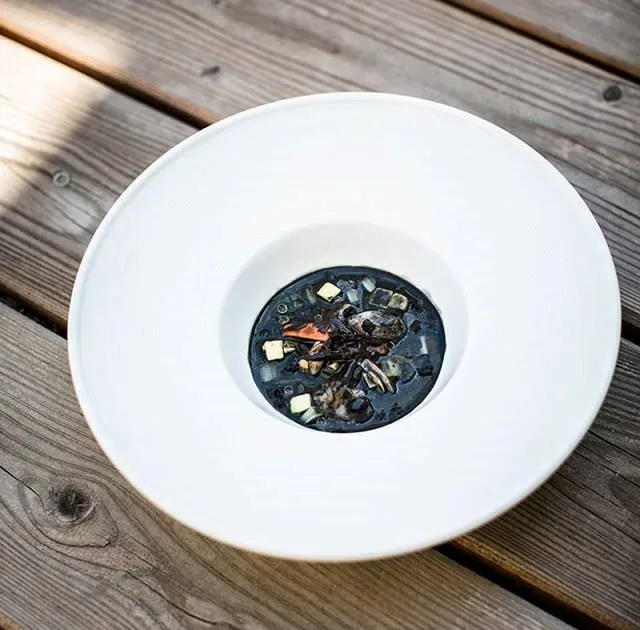 Uliassi. Minestra fredda di seppie crude e fasolare - foto A. Moretti