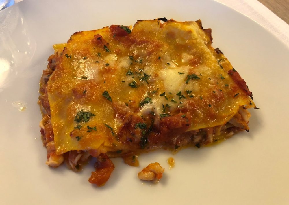 Hotel De La Ville, Riccione, lasagnetta razza e pomodorini