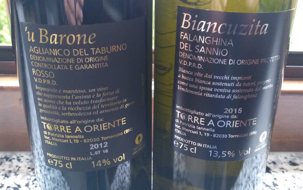 Controetichetta vini di Torre a Oriente