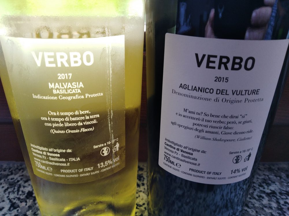 Controetichetta vini di Cantina di Venosa vincitori a Radici del Sud 2018