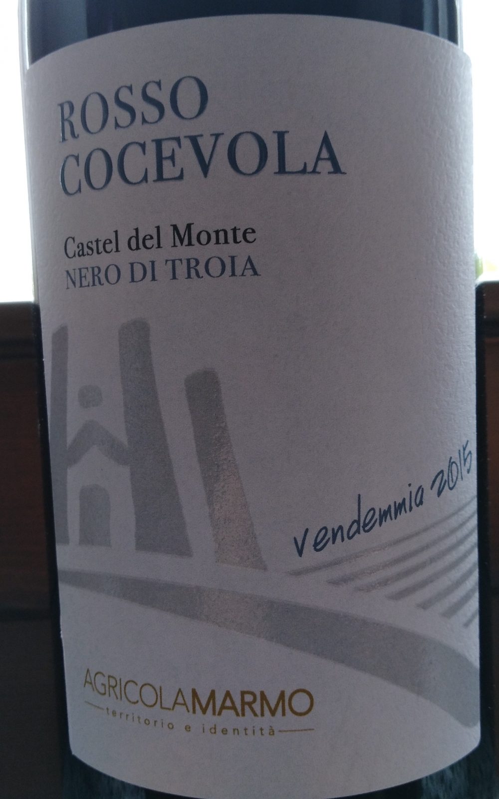 Rosso Cocevola Nero di Troia Castel del Monte Doc 2015 Agricola Marmo
