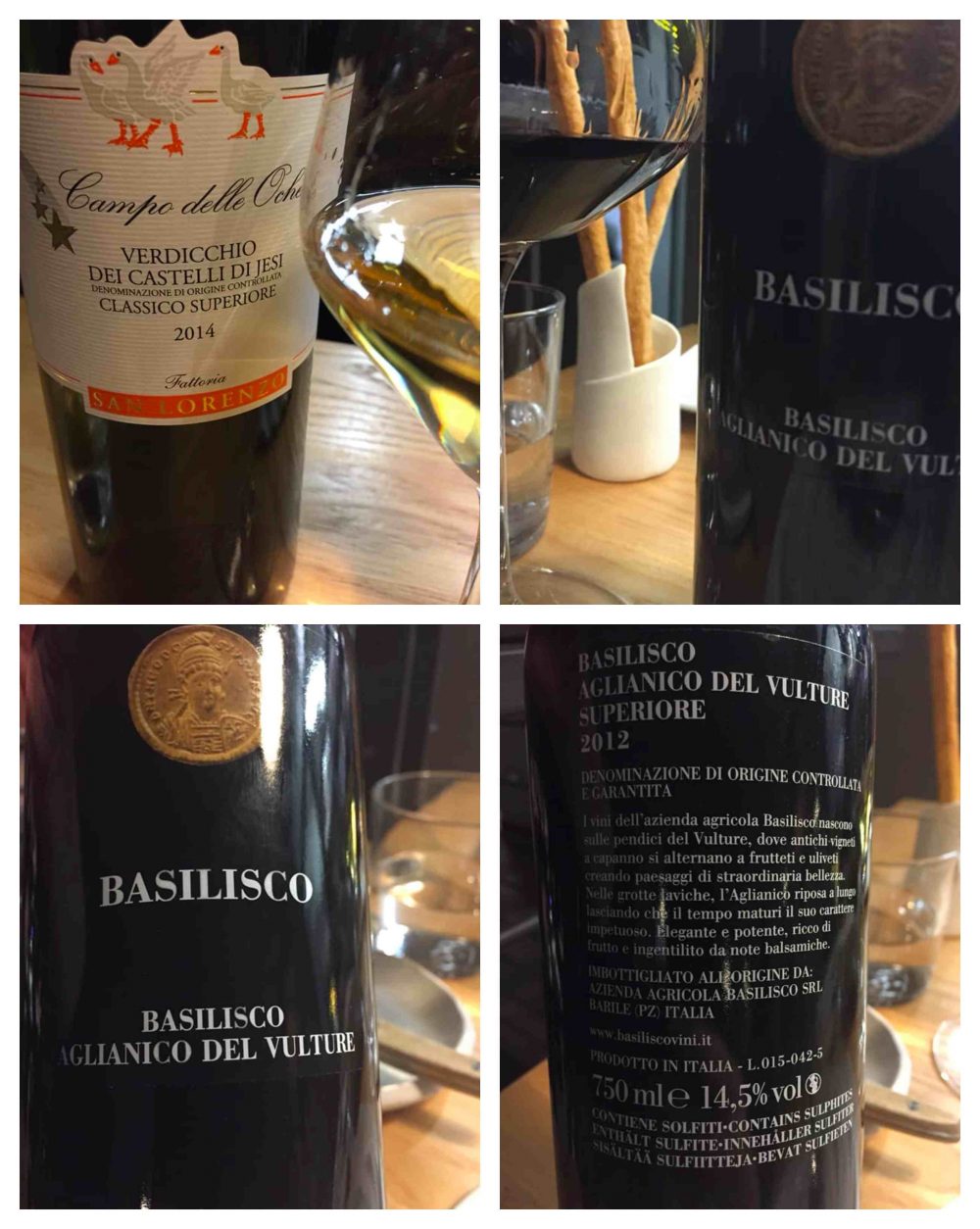 Osteria Fernanda, i vini della cena