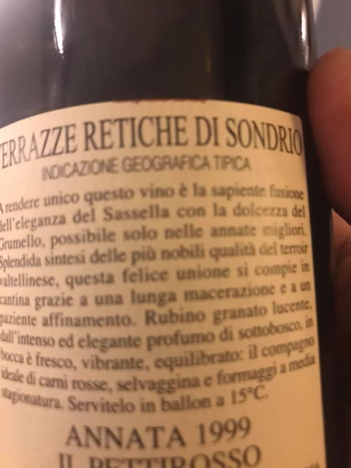 Controetichetta, Pettirosso 1999 Valtellina doc Arpepe