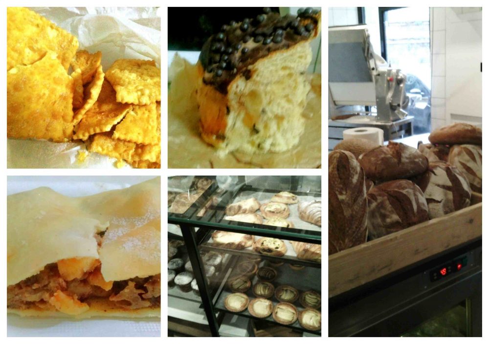 Forno Santi Sebastiano e Valentino, L'entrata - Il banco del pane - La vetrina dei dolci - Lo strudel - Il panettone con gocce e praline di cioccolato