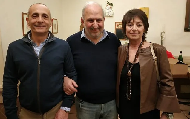 Giancarlo con la moglie Cecilia e il socio Sergio Natali