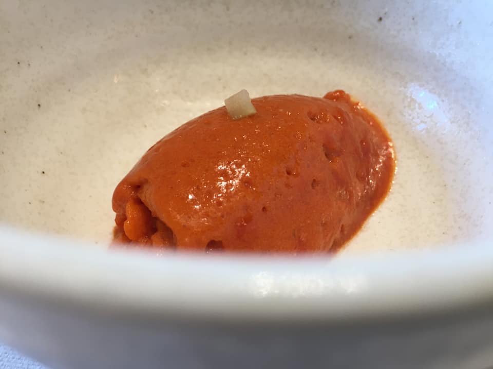 Calvi ad Altamura, pre dessert, semifreddo di peperone crusco con bergamotto