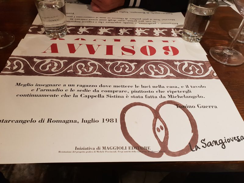 La Sangiovesa - tovagliette con avvisi di Tonino Guerra