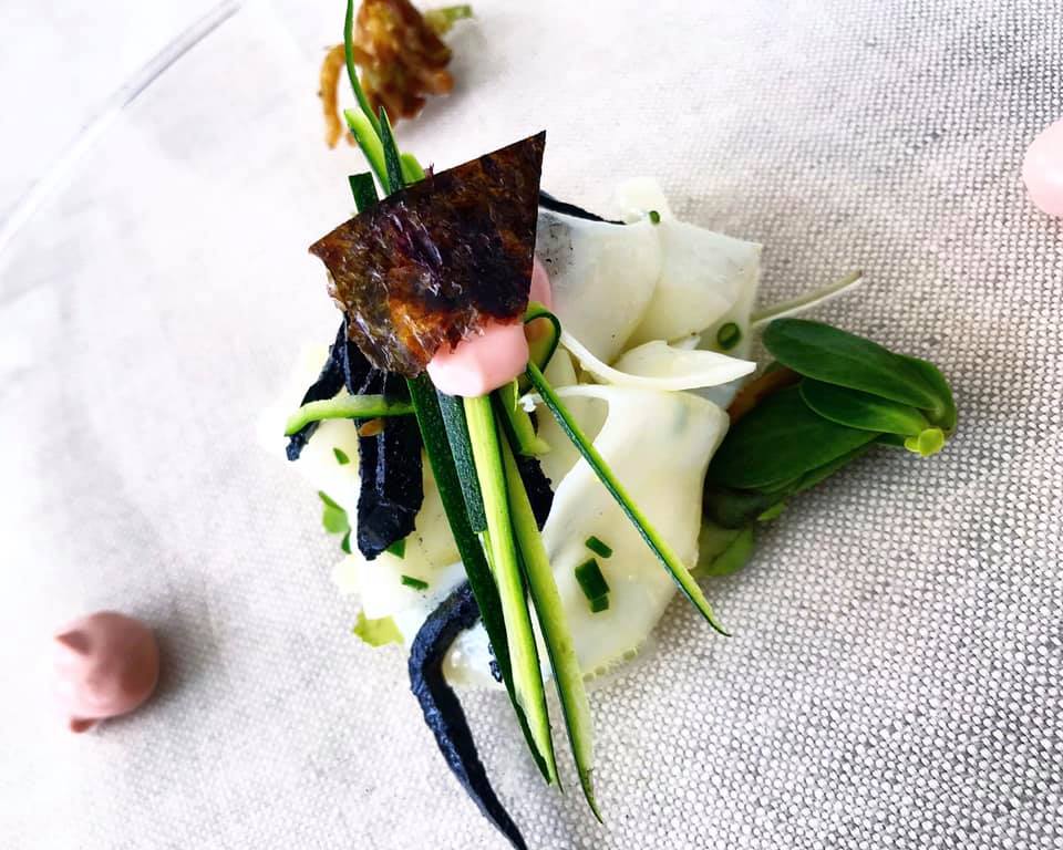 Mamma' - La Tagliatella di Seppia con le sue zucchine e la finta maionese di barbabietola