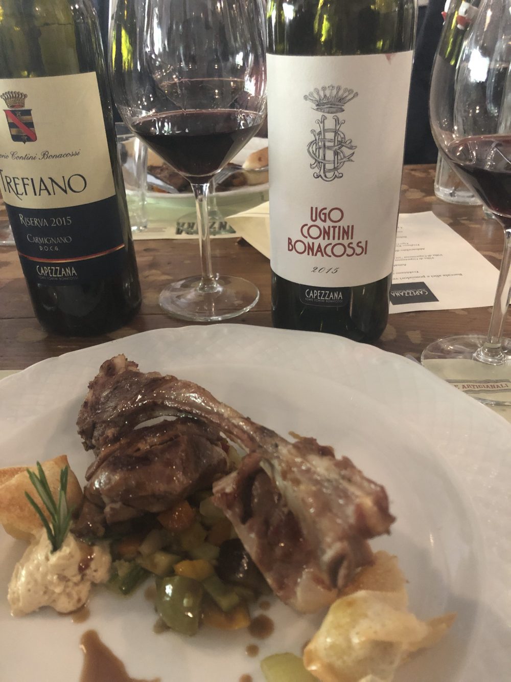 Trefiano Riserva 2015 Carmignano DOCG con abbacchio alla maremmana