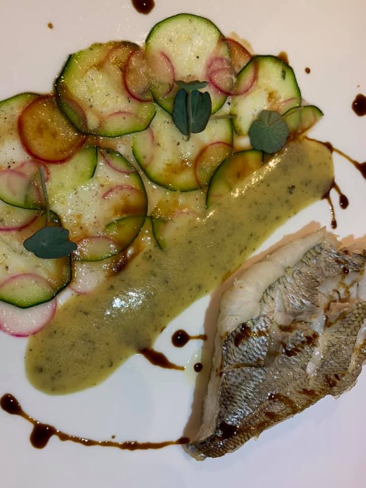 Ristorante Alessandro Feo - Pezzogna, carpaccio di zucchine e ravanelli con salsa di zucchine alla scapece